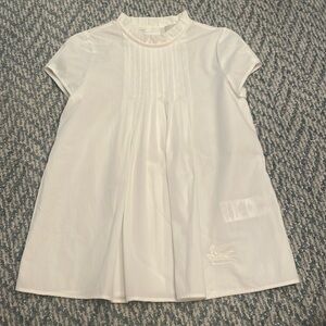 ETRO juniors kids girls size 6 white poplin shirt short sleeve pleated neckline
